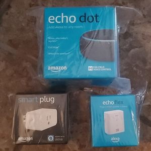 Echo Dot, smart plug and echo flex.